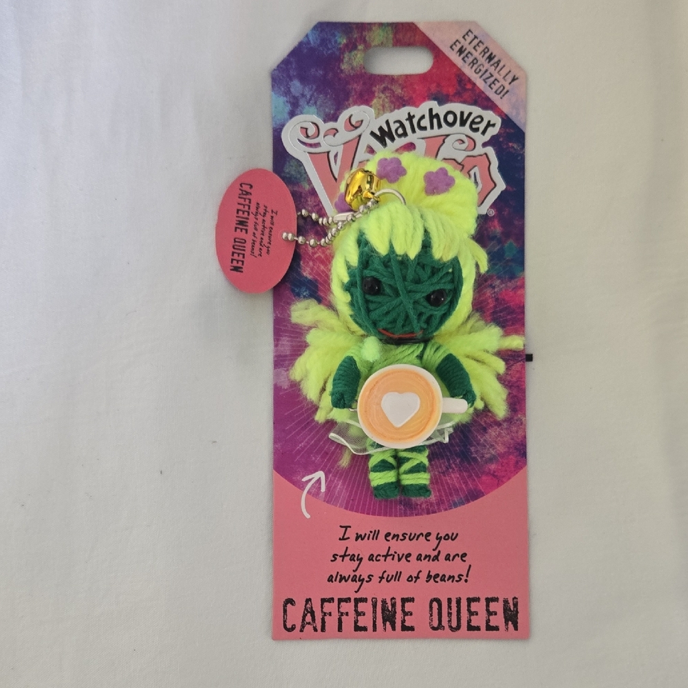 Watchover Voodoo Doll Keychain – Caffeine‎ Queen – Coffee Lover Collectible, New